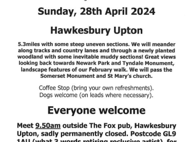 Malmesbury Walkers - Sunday 28th April - Hawksbury Upton